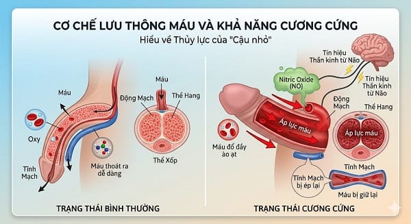 Lưu lượng máu dương vật giảm do đâu?