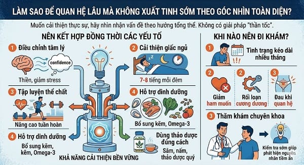 Làm sao để quan hệ lâu mà không xuất tinh sớm?