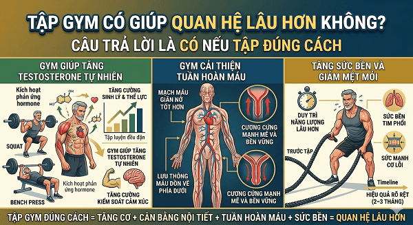 Tập gym có giúp quan hệ lâu hơn không?