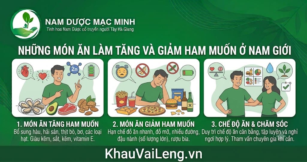 Chế độ dinh dưỡng hợp lý chứa nhiều dưỡng chất hỗ trợ tăng cường ham muốn nam giới.
